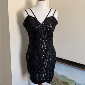 {Fashion Nova} strappy black sequin dress